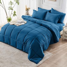lake blue 2-Piece & 3-Piece Bedding Comforter Set – Twin/Queen/King – Soft Microfiber (Inclusion: Comforter *1+Pillowcase*2, size: KING)