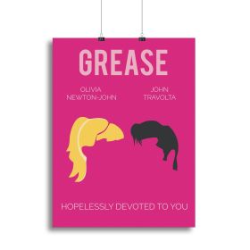 Grease Minimal Movie Canvas Print or Poster (Type: Poster Print, size: 12" x 8" / 30cm x 20cm (approx))