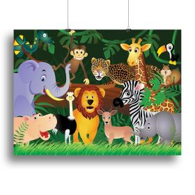 Frendly Animals in the jungle Canvas Print or Poster (Type: Poster Print, size: 24" x 16" / 60cm x 40cm (approx))