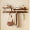 Multifunctional 8-Hook Coat Rack] Durable Bamboo Wall-Mounted Coat Rack | Multifunctional Entryway Storage Shelf with Hooks for Hanging Coats, Hats
