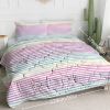 3 pcs Soft Colorful Stripe Pattern Comforter Set, Breathable Bedding Set, Cozy Bed Set for Bedroom Dorm Guest Room