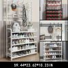 Freestanding Hall Tree Coat Rack with Shoe Storage, 5 Tier Metal Entryway Organizer with Removable Hooks and Hat Shelf for Bedroom Apartment Dorm