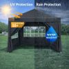 Outdoor 10x 10Ft Pop Up Gazebo Canopy Tent Removable Sidewall with Zipper,2pcs Sidewall with Windows,with 4pcs Weight sand bag