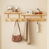 Multifunctional 8-Hook Coat Rack] Durable Bamboo Wall-Mounted Coat Rack | Multifunctional Entryway Storage Shelf with Hooks for Hanging Coats, Hats
