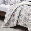 Reversible 3-Piece Geometric Aztec Quilted Bedspread Set with Pillow Shams