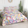 3 pcs Rainbow Print Comforter Set, Soft Microfiber Lightweight All Season Bedding Set with 2 Pillowcases