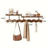 Multifunctional 8-Hook Coat Rack] Durable Bamboo Wall-Mounted Coat Rack | Multifunctional Entryway Storage Shelf with Hooks for Hanging Coats, Hats