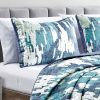 Reversible 3-Piece Abstract Watercolor Bedspread Set - Quilted Coverlet with Pillow Shams