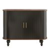 39" Fluted Liquor & Coffee Bar Cabinet with 6 Wine Racks and 3 Glass Holders, Mid-Century Modern Bar Cabinet with A Large Storage Drawer