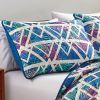 Reversible 3-Piece Geometric Triangle Bedspread Set - Quilted Coverlet with Pillow Shams